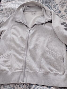 Puma Light Gray Zip-Up Sweatshirt
